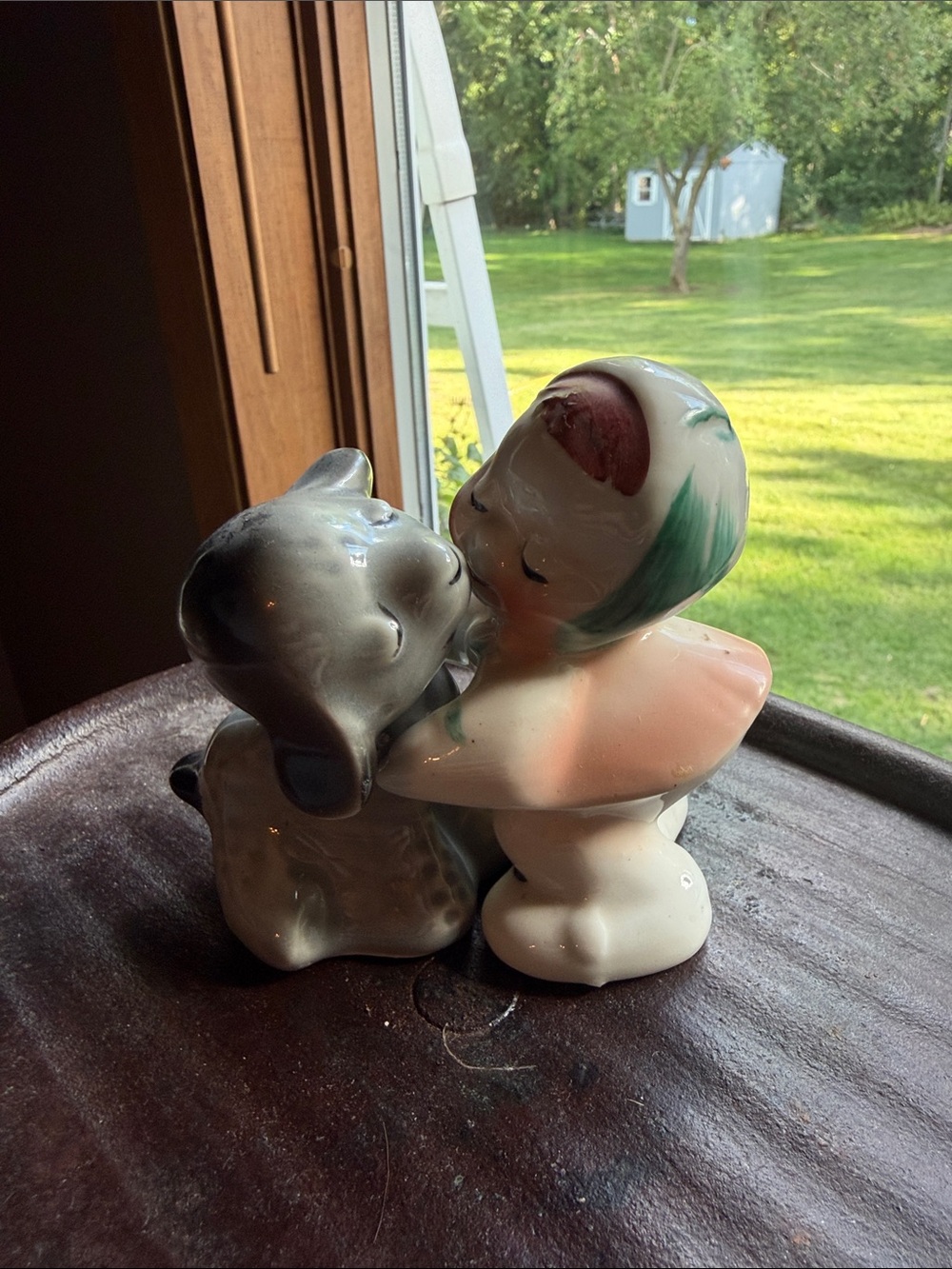 Vintage 1950's "Mary Had a Little Lamb" Hugging Salt & Pepper Set